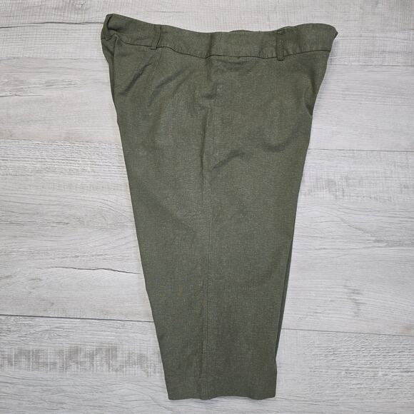 Lane Bryant Green Linen Twill Capri Pants Womens Plus 18 Flat Front High Waist - Picture 4 of 8